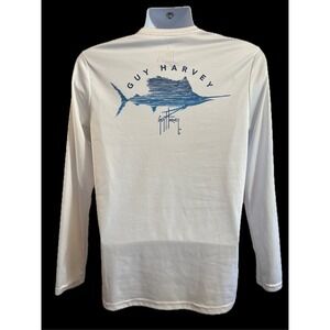 Guy Harvey Men's Marlin Scribble Long Sleeve Performance Size Small
